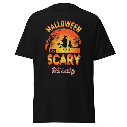 Spooky Scary Cat Lady Halloween Tee