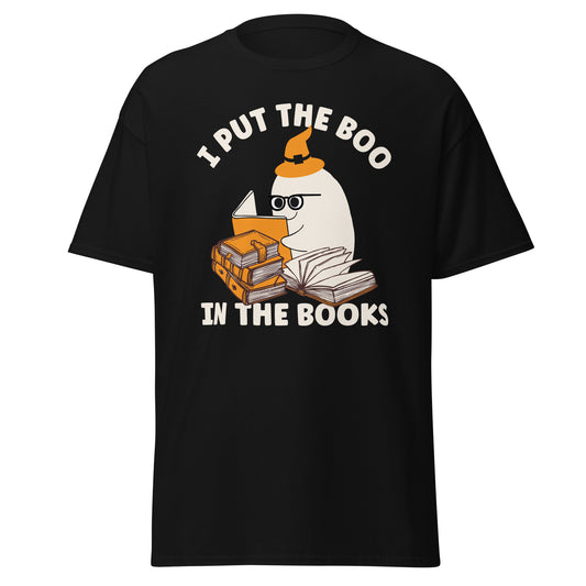 I Put the Boo In The Books boo, camiseta de estilo suave de Halloween