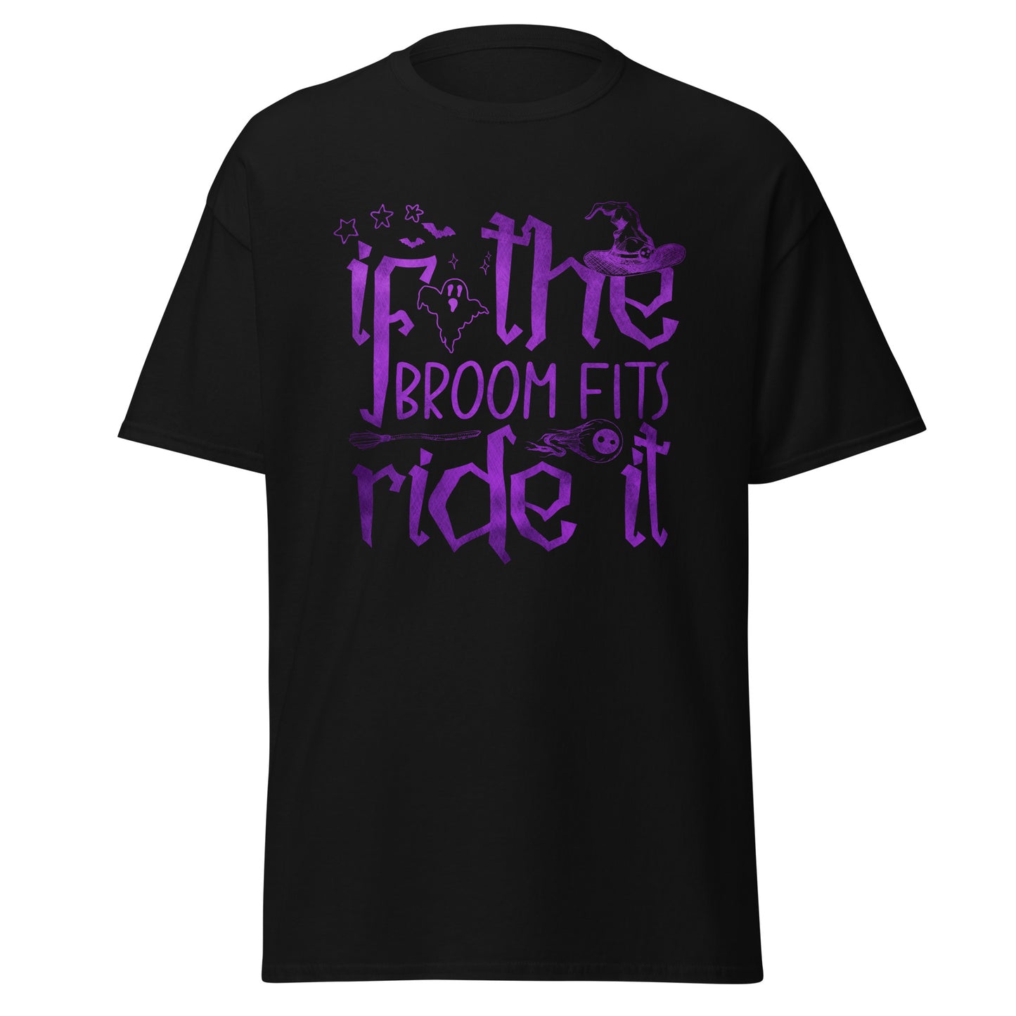 If The Broom Fits Ride It , Halloween Soft Style T-Shirt