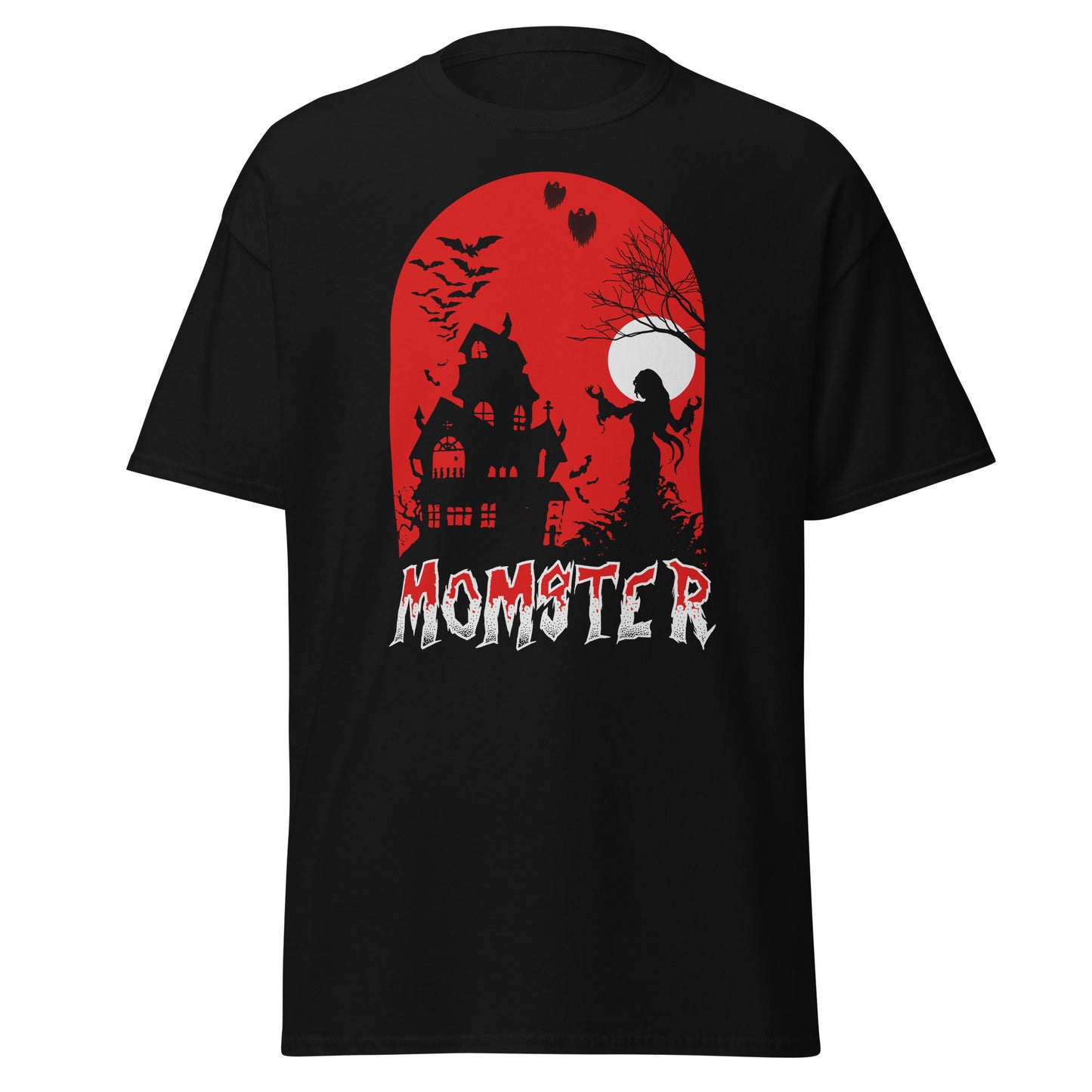 MOMSTER, Camiseta de algodón pesado de estilo suave con diseño de Halloween