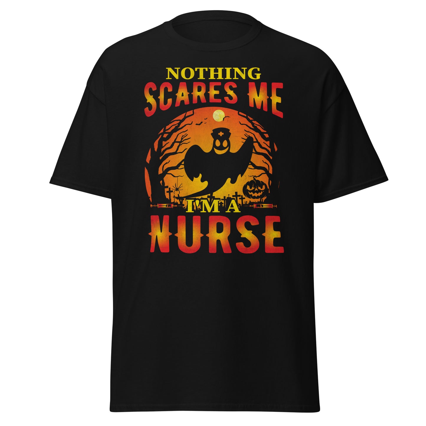 Nichts macht mir Angst, ich bin eine Krankenschwester, weiches T-Shirt aus schwerer Baumwolle im Halloween-Design