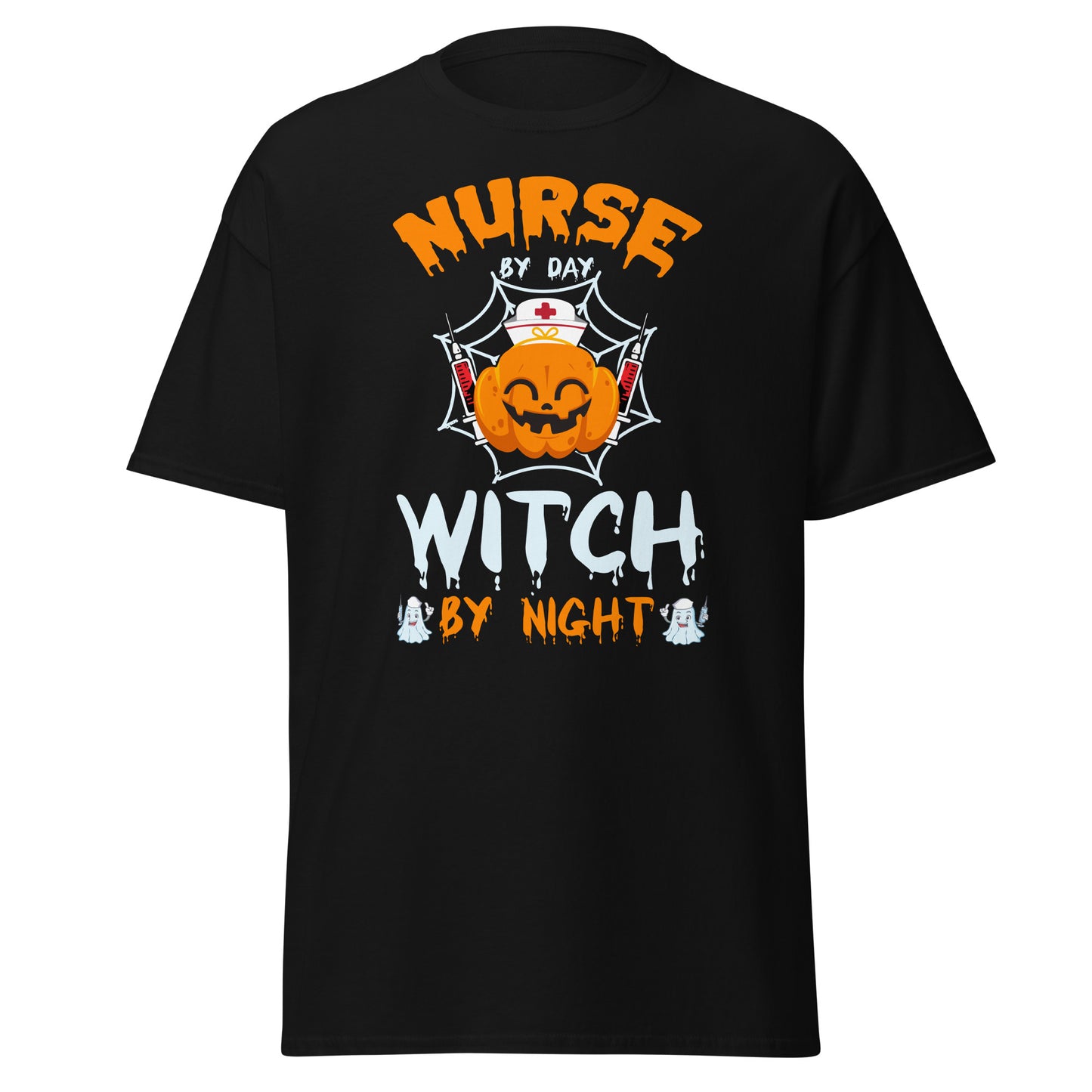 Nurse By Day Witch By Night , Halloween Design Soft Style Heavy Cotton T-Shirt