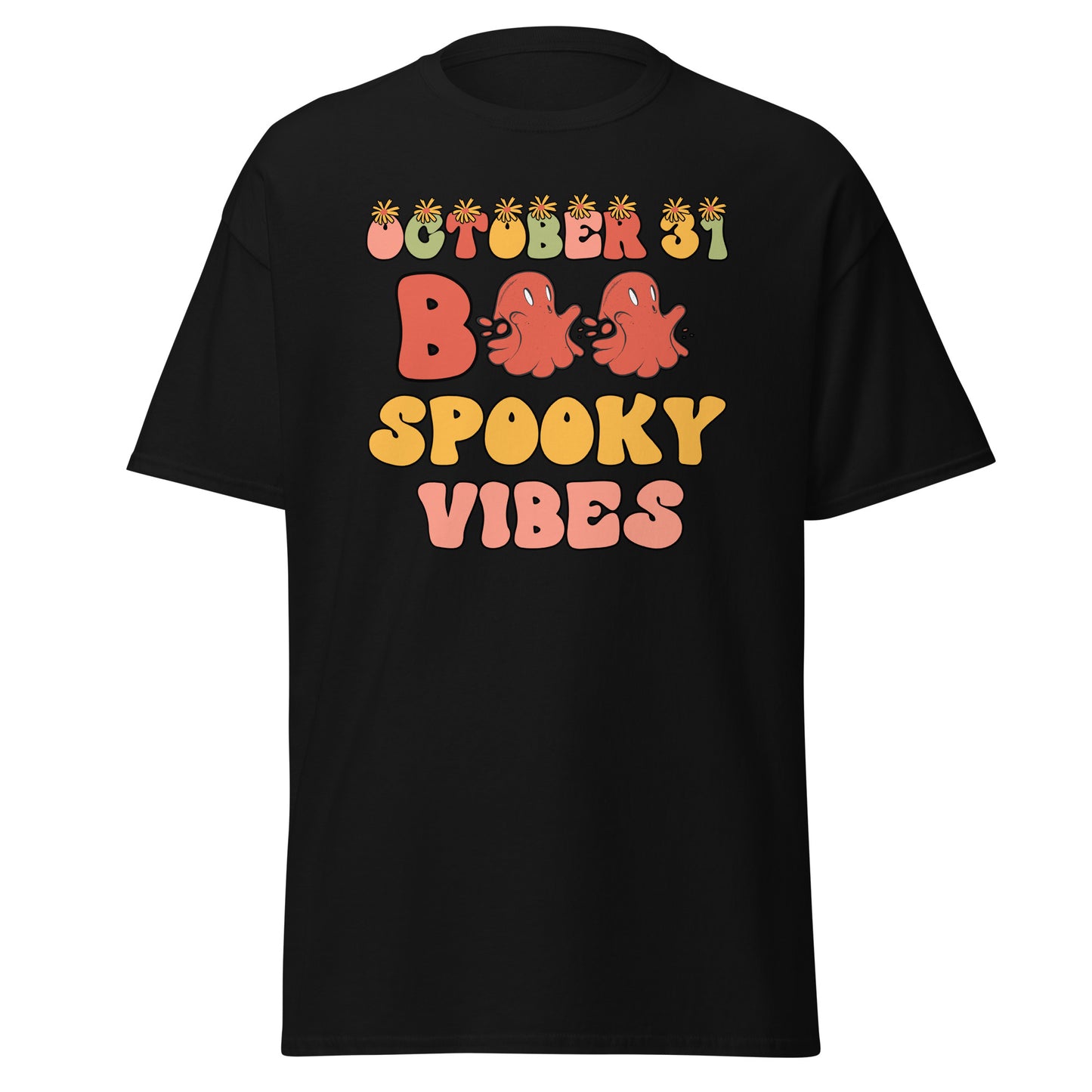 31. Oktober Boo Spooky Vibes, Halloween-Design, weiches T-Shirt aus schwerer Baumwolle