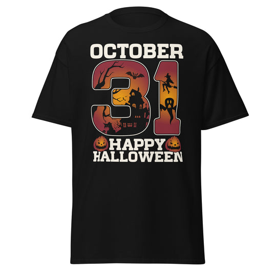 31 DE OCTUBRE FELIZ HALLOWEEN, Camiseta de algodón pesado de estilo suave con diseño de Halloween