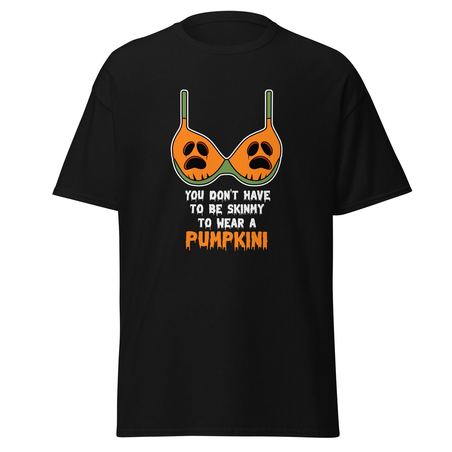 Pumpkini divertido, diseño de Halloween, camiseta de algodón pesado de estilo suave