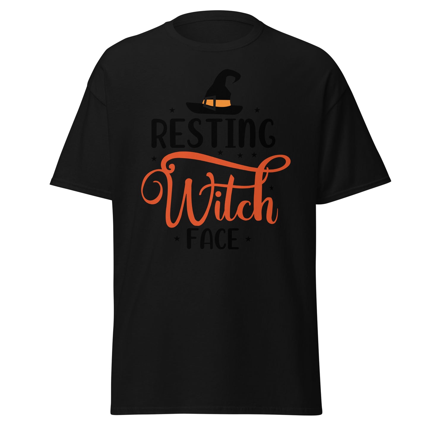 Ruhendes Hexengesicht, Halloween-Design, weiches T-Shirt aus schwerer Baumwolle