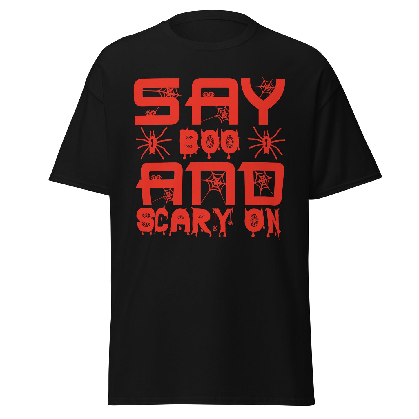 Say Boo And Scary On , Halloween Design Soft Style Heavy Cotton T-Shirt