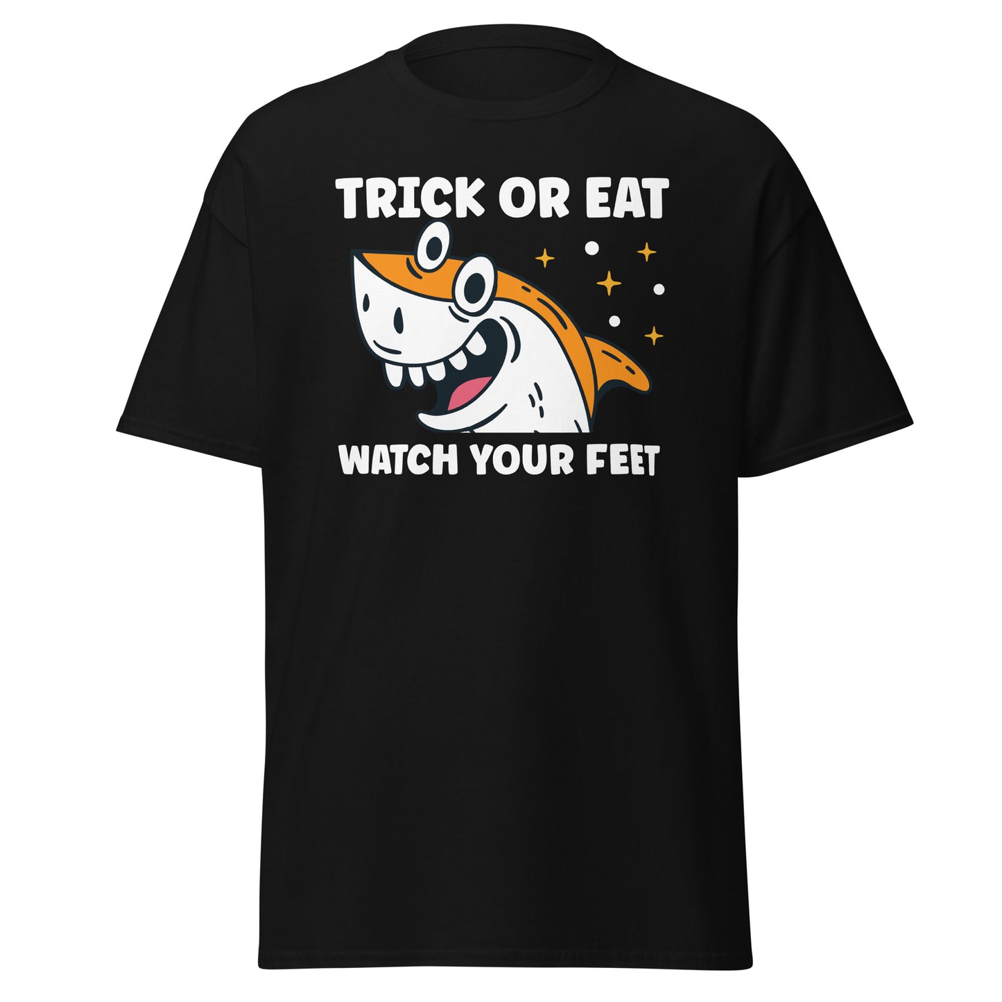 Shark Trick or Eat, Halloween-Design, weiches T-Shirt aus schwerer Baumwolle