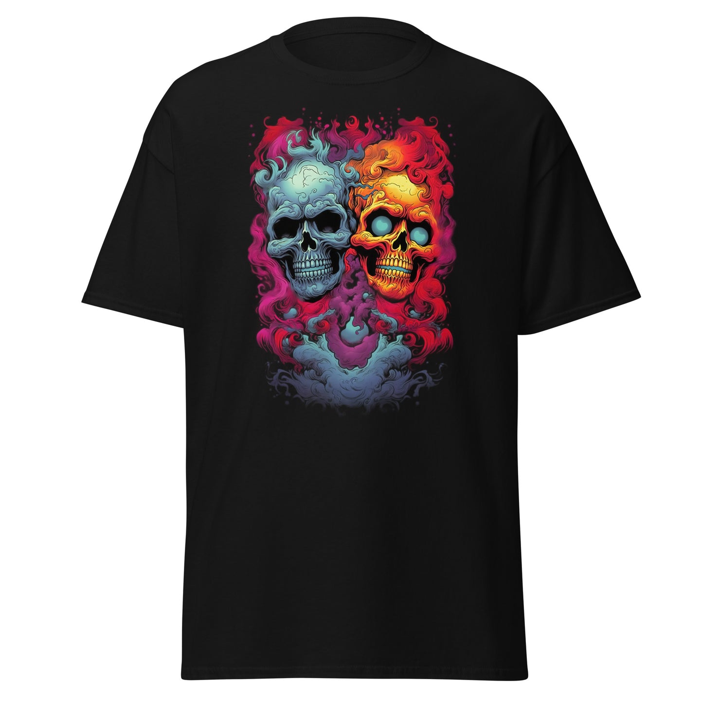 Totenkopf explodiert, Halloween-Design, weiches T-Shirt aus schwerer Baumwolle