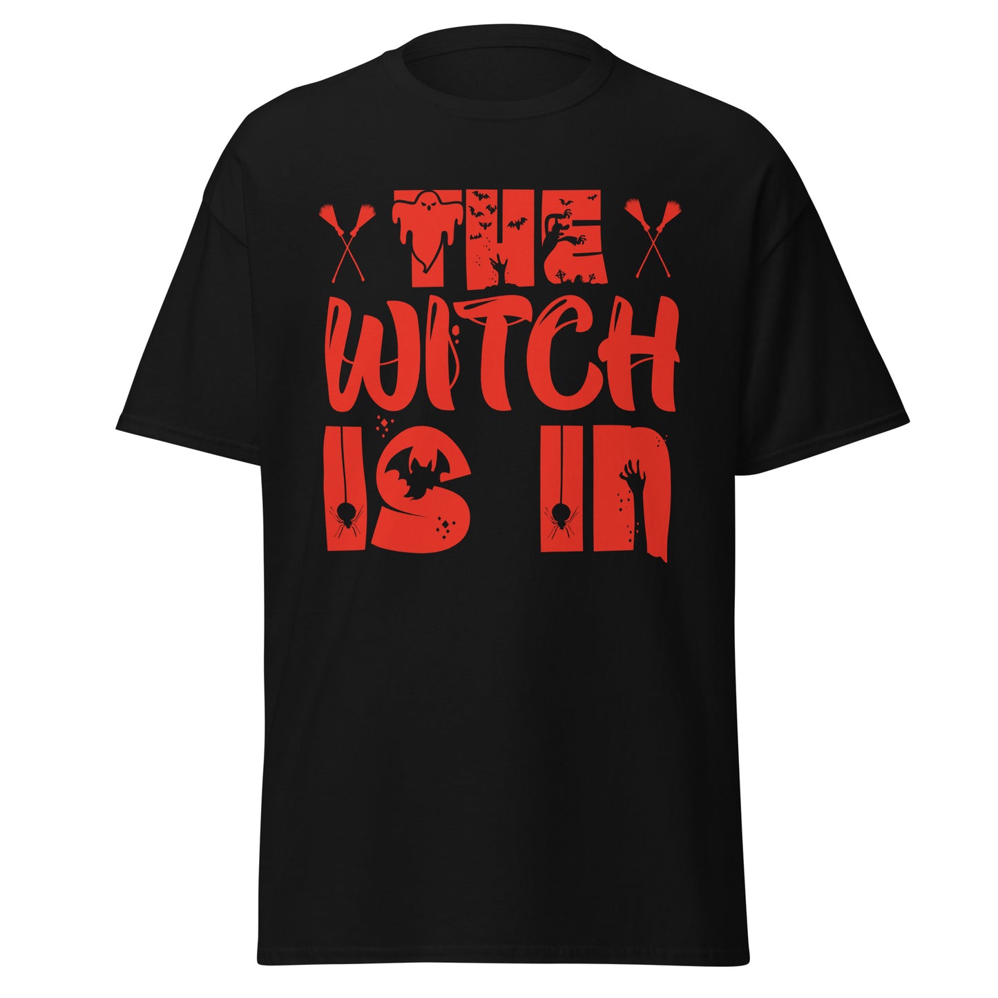 Die Hexe ist da, Halloween-Design, weiches T-Shirt aus schwerer Baumwolle