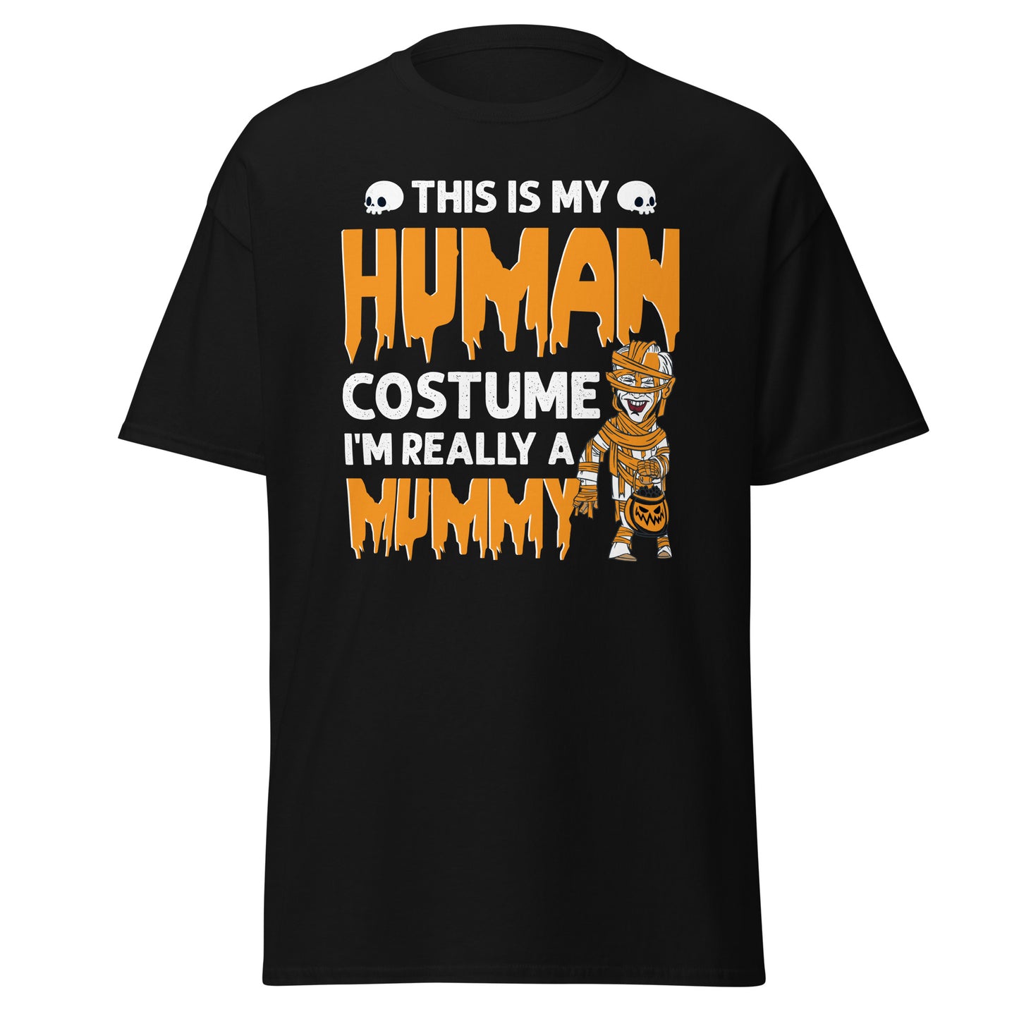 Este es mi disfraz humano, soy realmente una momia, camiseta de algodón pesado de estilo suave con diseño de Halloween