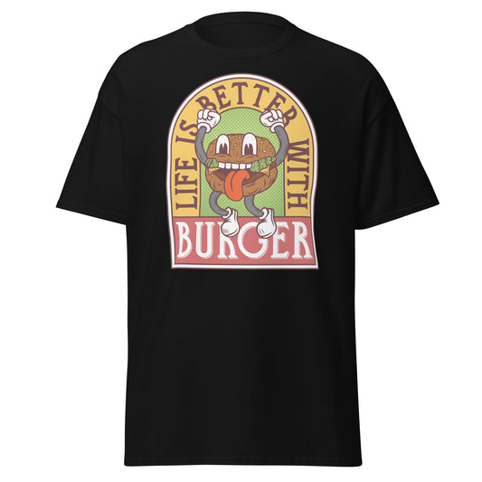 Mit Burger ist das Leben besser, Halloween-Design, weiches T-Shirt aus schwerer Baumwolle