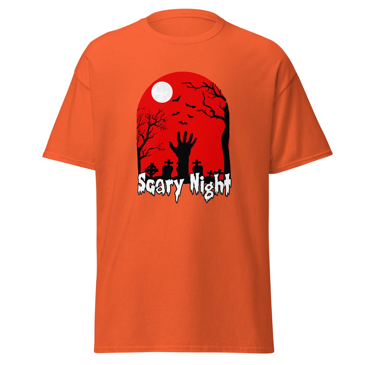 Gruselige Halloween-Nacht, weiches T-Shirt aus schwerer Baumwolle im Halloween-Design