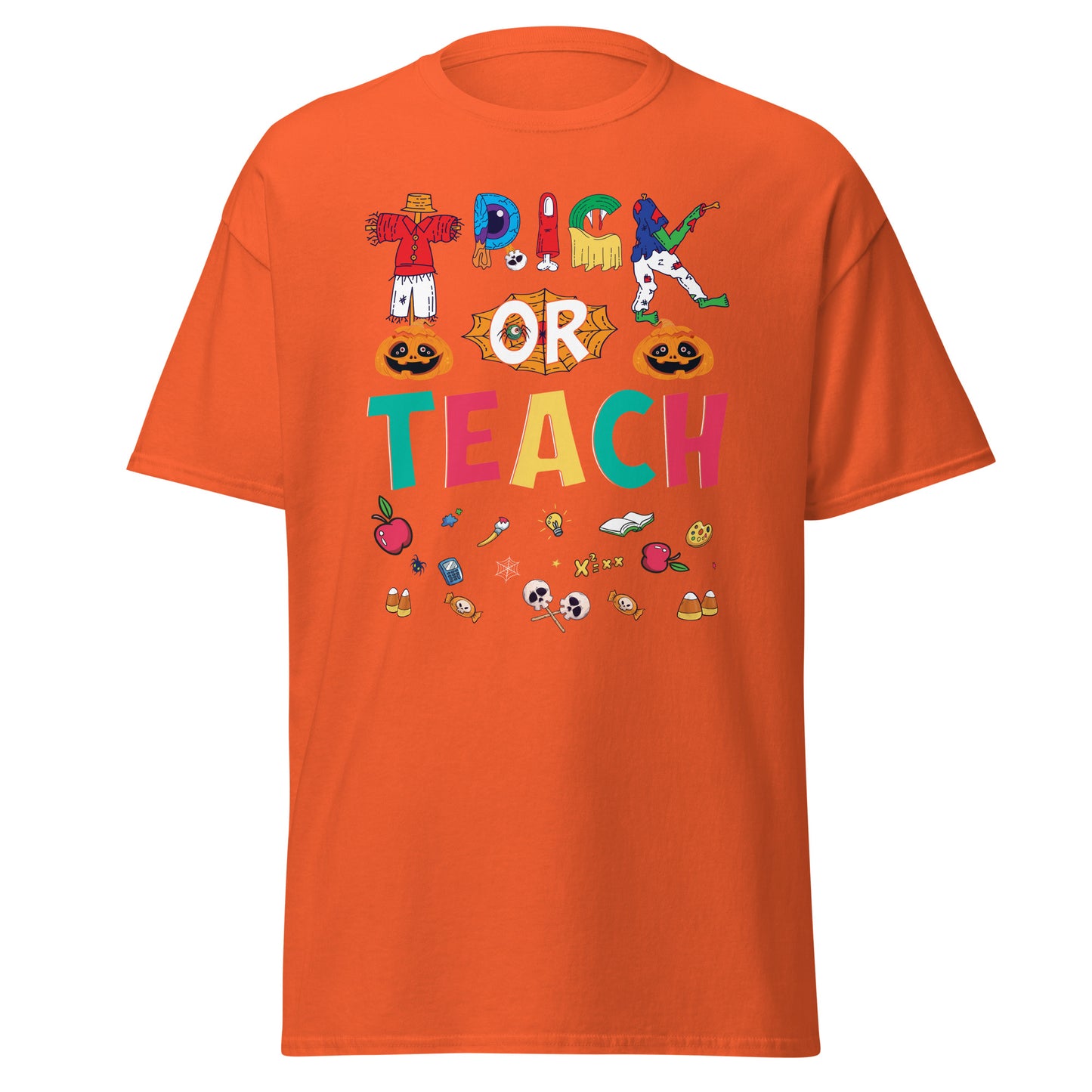 Schullehrer Trick or Teach, Halloween-Design, weiches T-Shirt aus schwerer Baumwolle