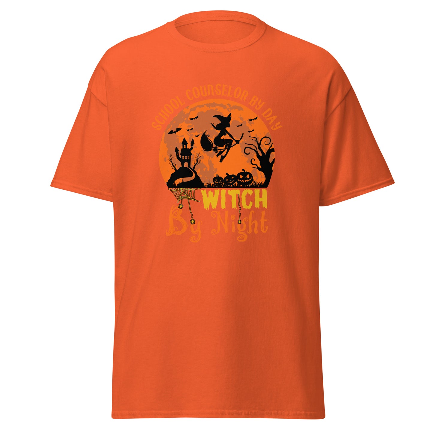 School Counselor By Day Witch By Night , Halloween Design Soft Style Heavy Cotton T-Shirt