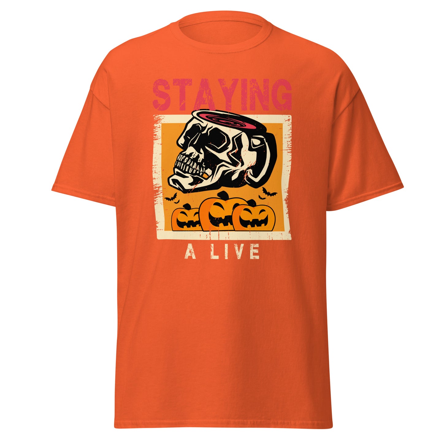 Stayng A Live, camiseta de algodón pesado de estilo suave con diseño de Halloween