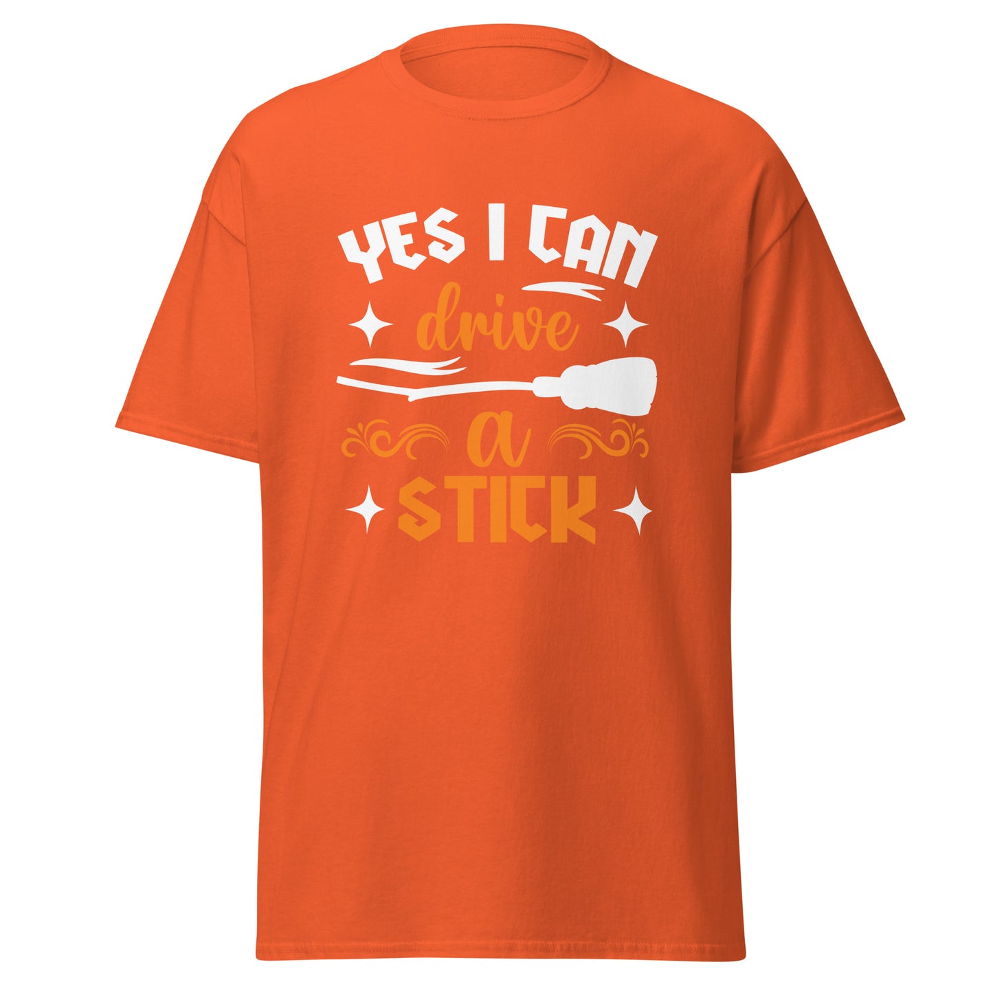 Yes I Can Drive a Stick , Halloween Design Soft Style Heavy Cotton T-Shirt