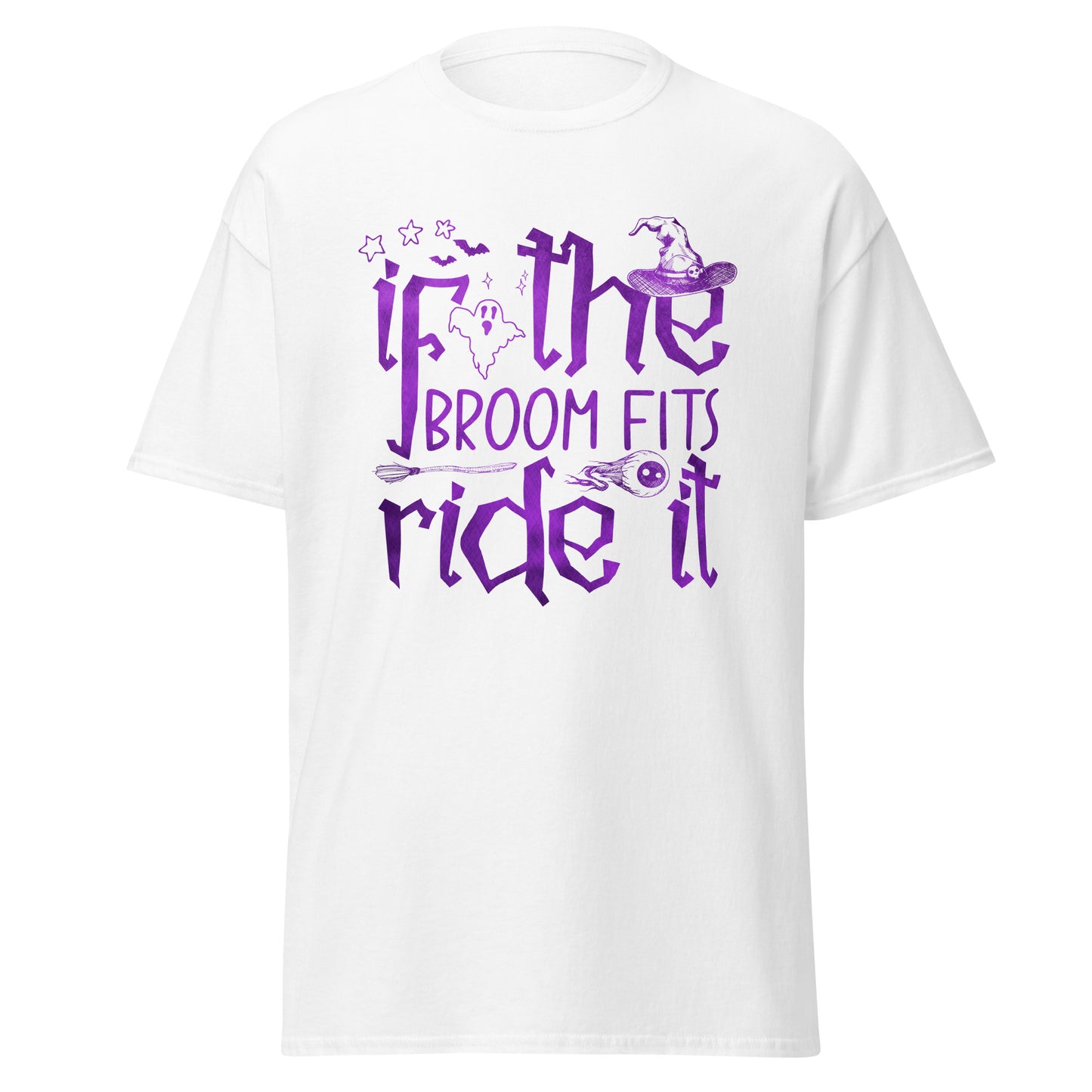 If The Broom Fits Ride It , Halloween Soft Style T-Shirt