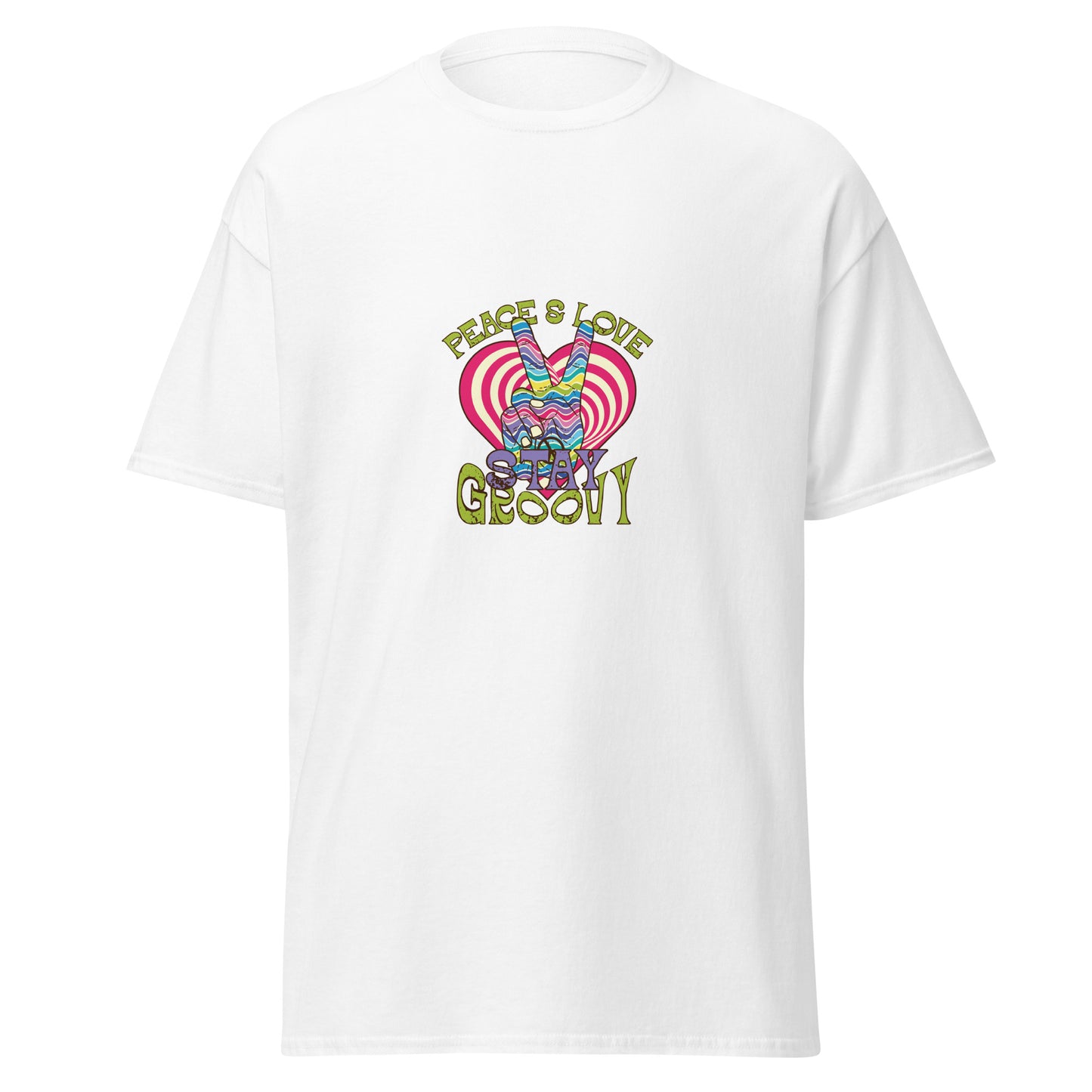 Peace &amp; Love Stay Groovy, Halloween-Design, weiches T-Shirt aus schwerer Baumwolle