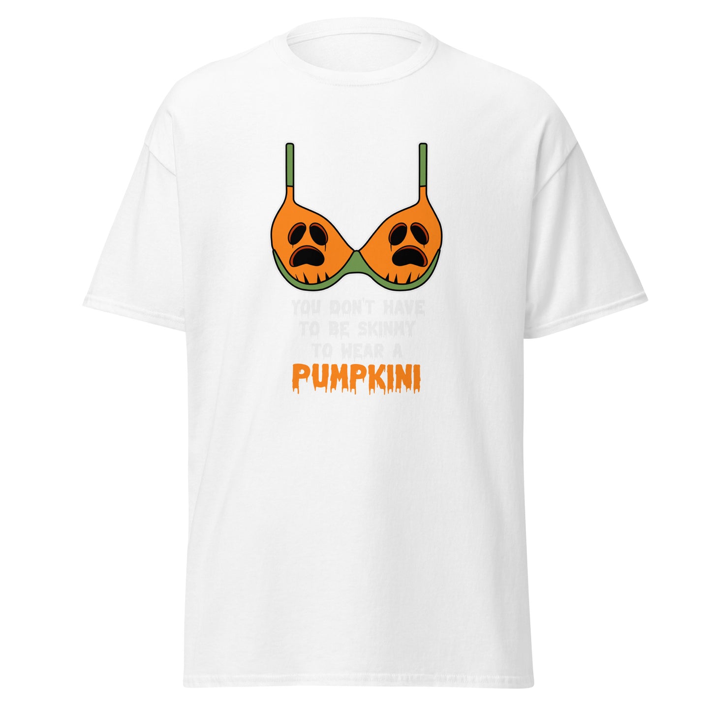 Pumpkini divertido, diseño de Halloween, camiseta de algodón pesado de estilo suave