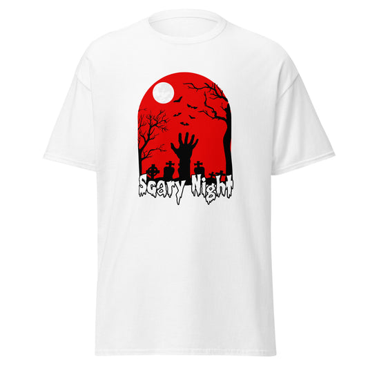 Gruselige Halloween-Nacht, weiches T-Shirt aus schwerer Baumwolle im Halloween-Design