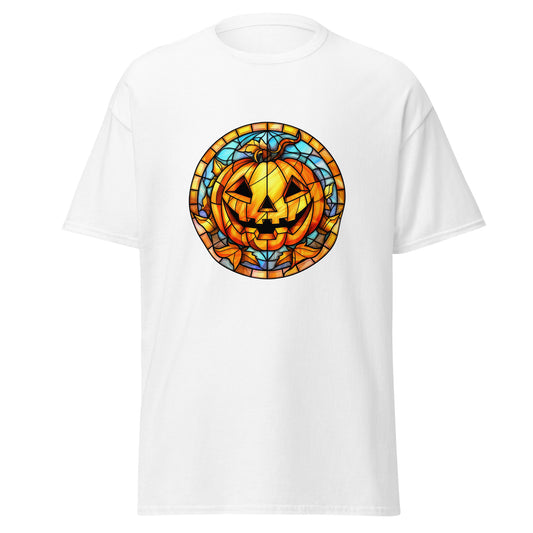 Stained glass Halloween Pumpkin , Halloween Design Soft Style Heavy Cotton T-Shirt