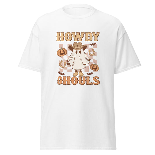 Texas Ghost Halloween, Howdy Ghouls, Halloween-Design, weiches T-Shirt aus schwerer Baumwolle