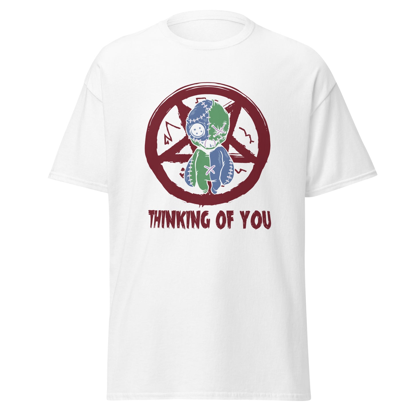 Thinking of You Voodoo Doll, Halloween-Design, weiches T-Shirt aus schwerer Baumwolle