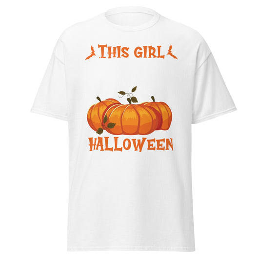 Esta chica ama Halloween, camiseta de algodón pesado de estilo suave con diseño de Halloween