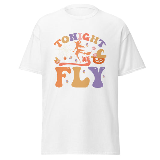 Witches tonight we fly, camiseta de algodón pesado de estilo suave con diseño de Halloween