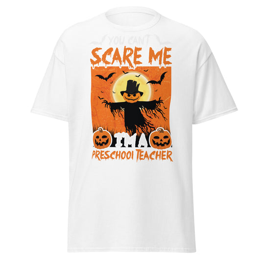 No puedes asustarme Soy maestra de preescolar, camiseta de algodón pesado de estilo suave con diseño de Halloween