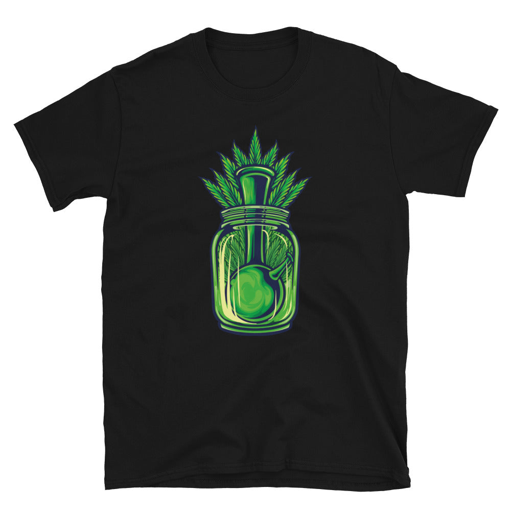 Bong, hoja de hierba en una botella - Camiseta unisex Softstyle