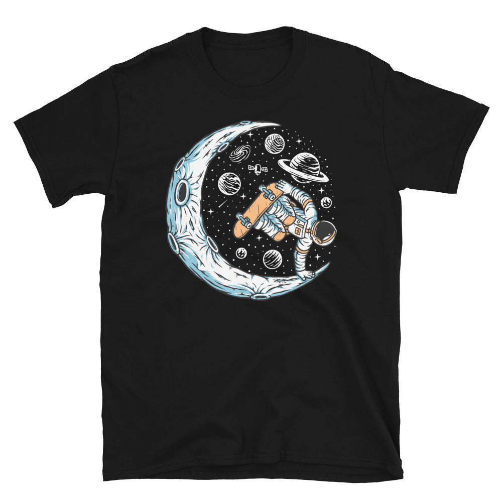 Astronaut Skateboarding on the Moon - Fit Unisex Softstyle T-Shirt