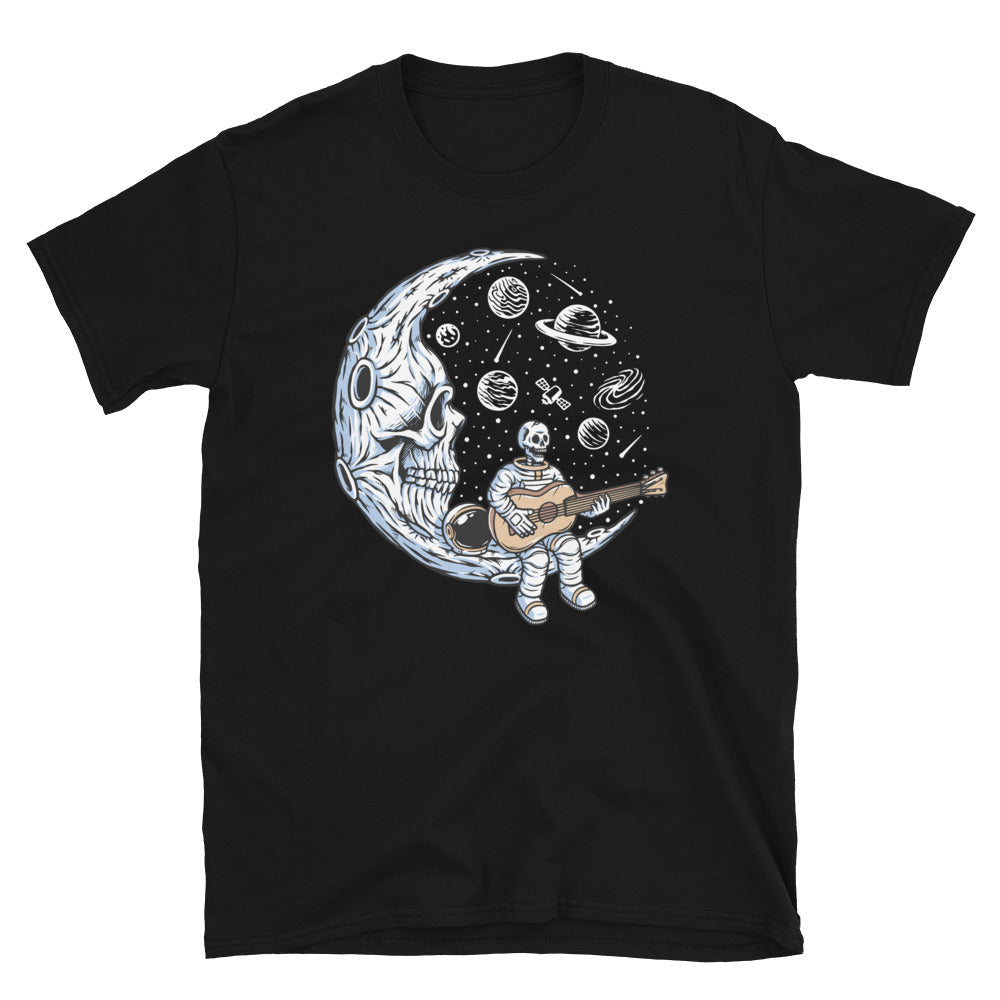 Astronaut Playing Guitar on Skull Moon - Fit Unisex Softstyle T-Shirt