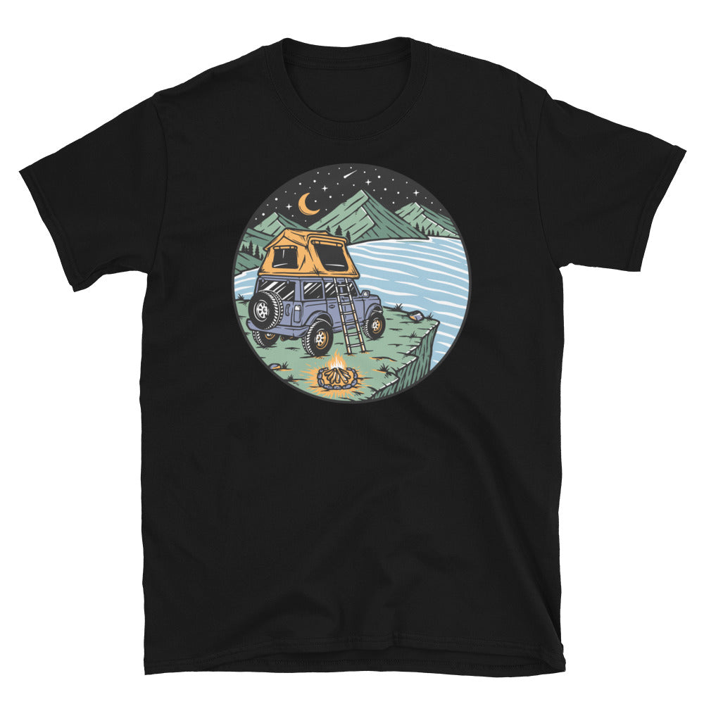 Camping on the Hill at Night - Fit Unisex Softstyle T-Shirt