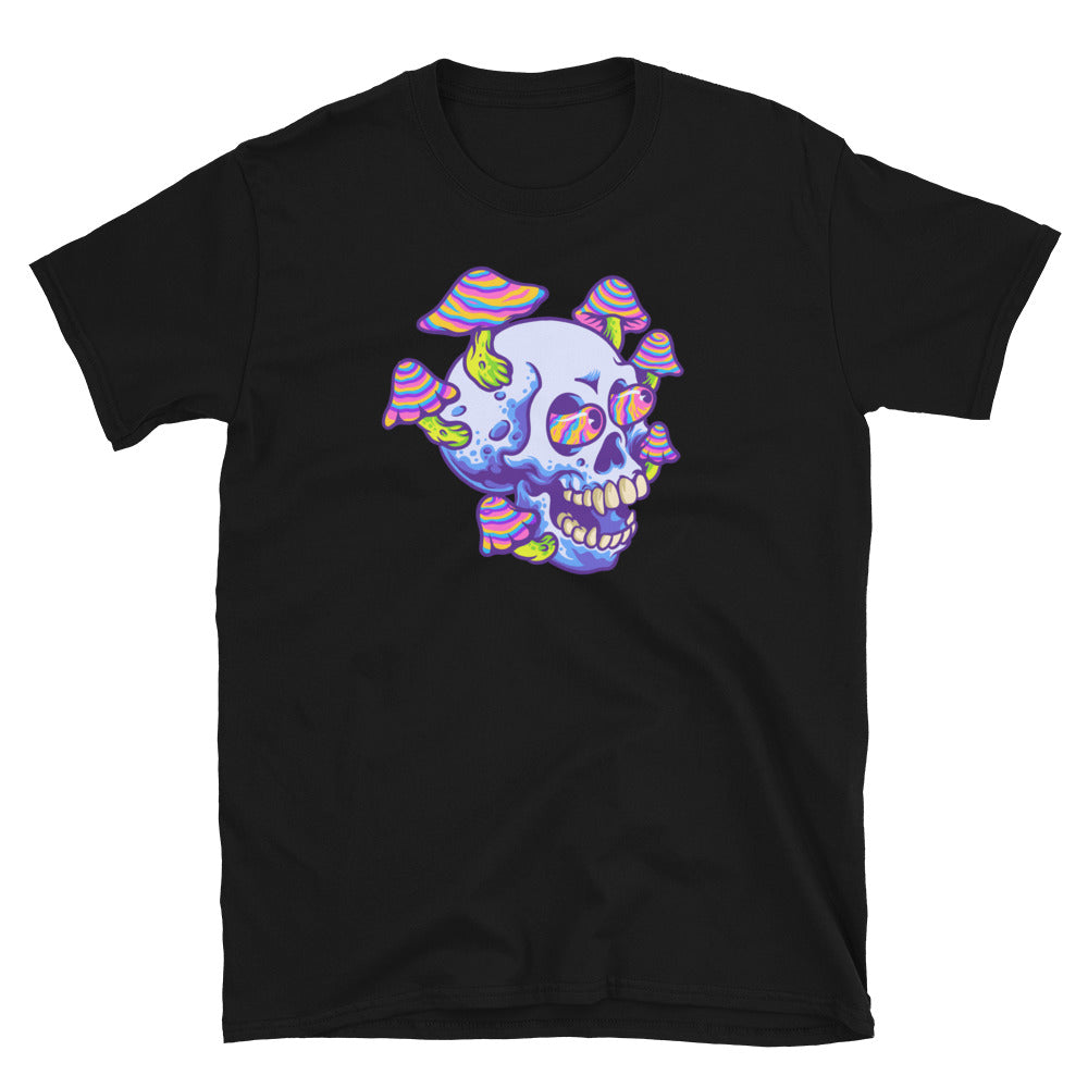 Fungus Trippy Magic Mushroom Skull - Fit Unisex Softstyle T-Shirt