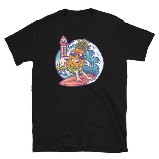 Pineapple surf summer logo mascot Fit Unisex Softstyle T-Shirt