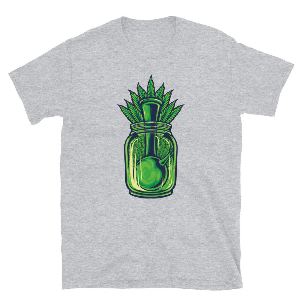 Bong, hoja de hierba en una botella - Camiseta unisex Softstyle