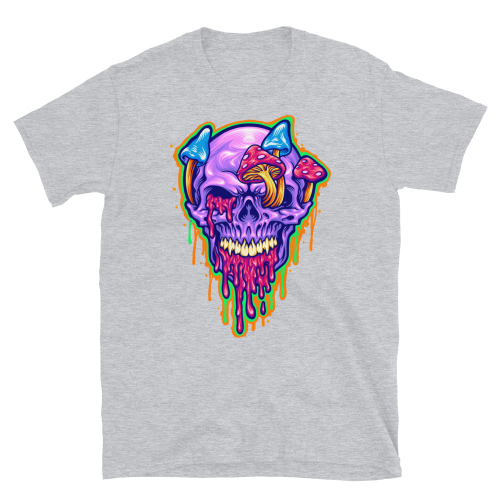 Magic Trippy Skull Mushroom Psychedelic Fit Camiseta unisex de estilo suave