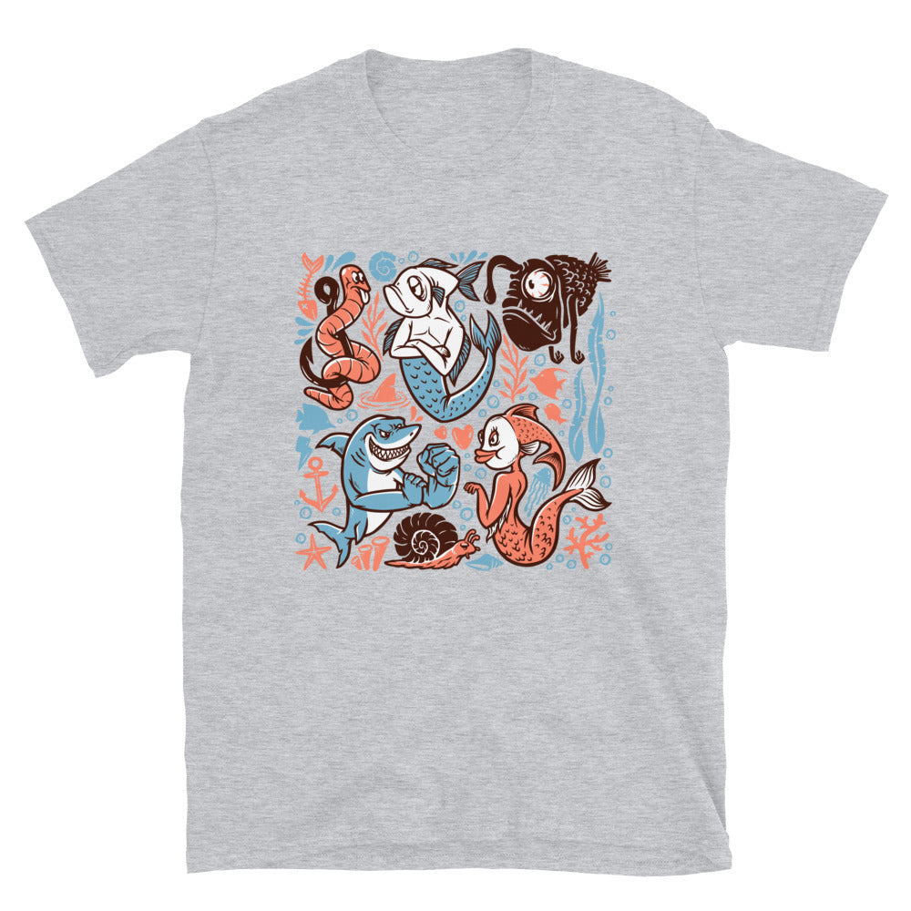 Set of hand drawn sea creature elements Fit Unisex Softstyle T-Shirt