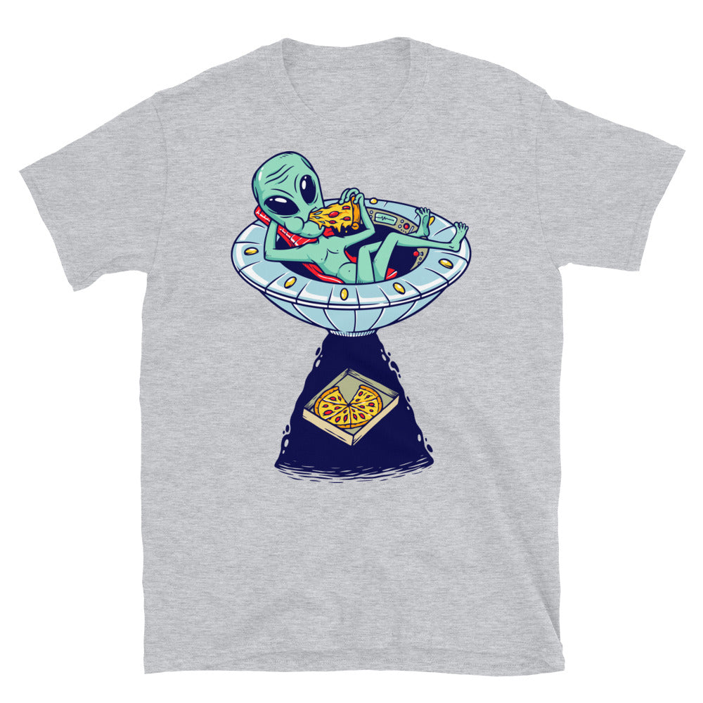 Aliens Abducting a piece of Pizza - Fit Unisex Softstyle T-Shirt