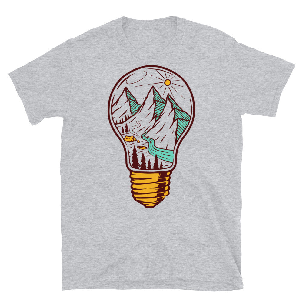 Mountain and bulb Fit Unisex Softstyle T-Shirt