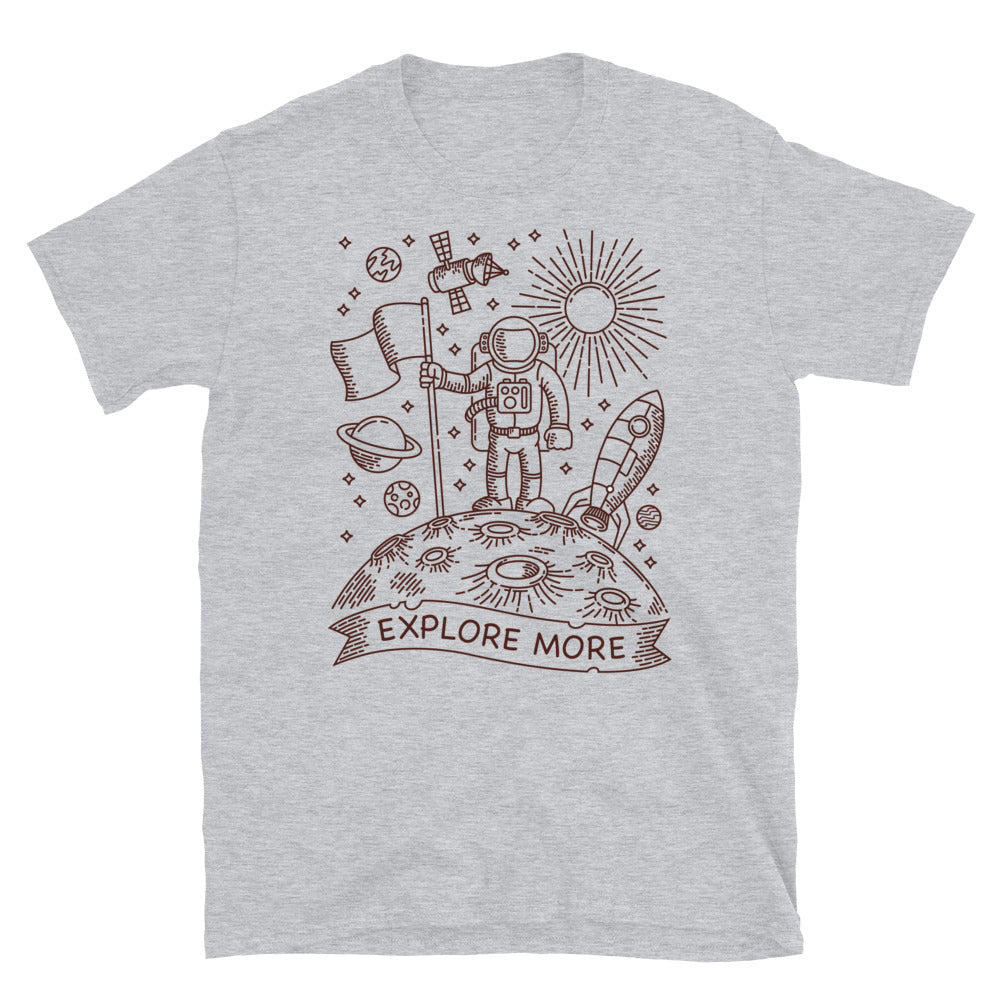 Explore More, Astronaut on the Planet - Fit Unisex Softstyle T-Shirt