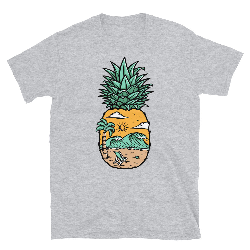 Beach View in Pineapple - Fit Unisex Softstyle T-Shirt