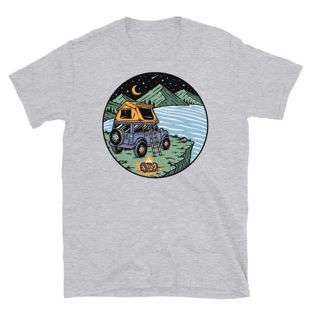 Camping on the Hill at Night - Fit Unisex Softstyle T-Shirt