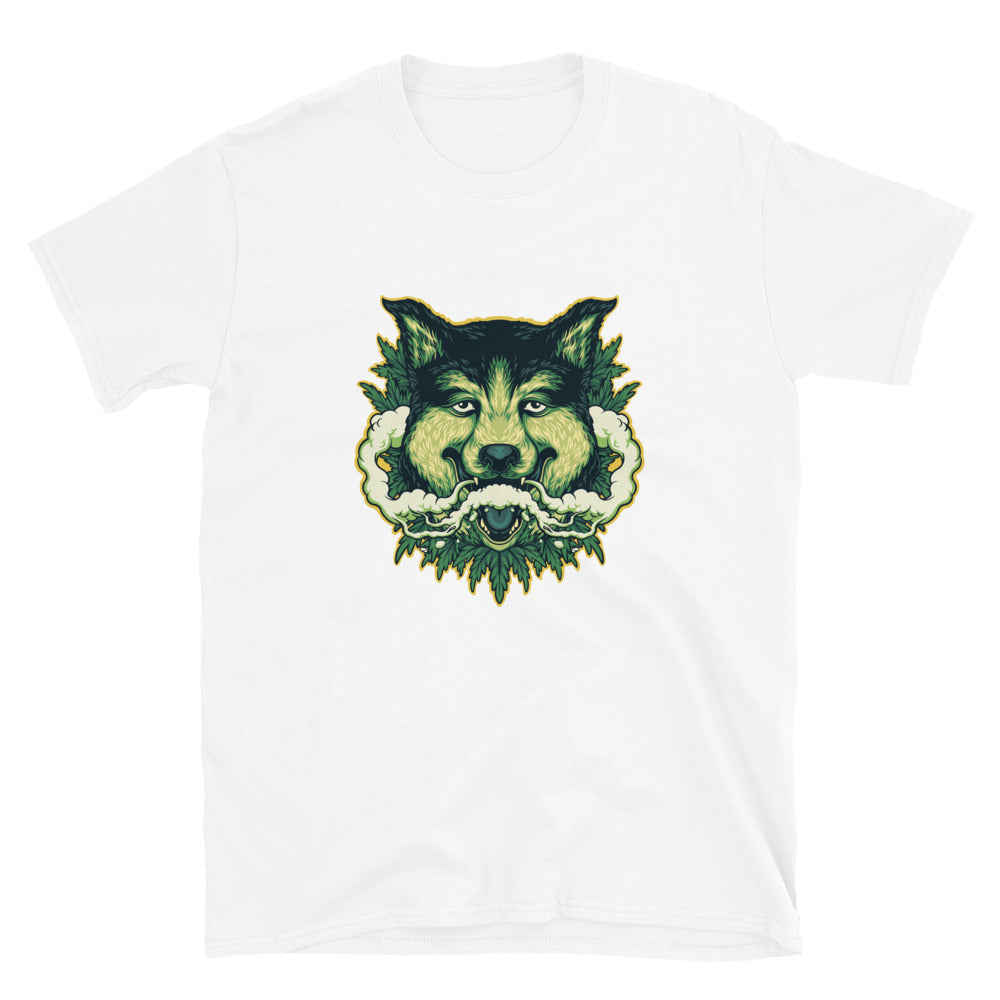 Wolf Weed Smoking Cannabis Clouds Fit Unisex Softstyle T-Shirt