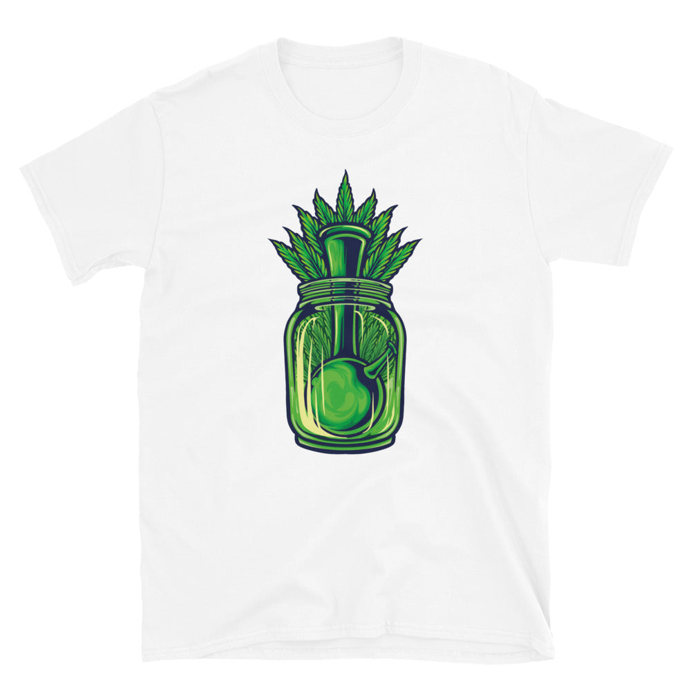 Bong, hoja de hierba en una botella - Camiseta unisex Softstyle