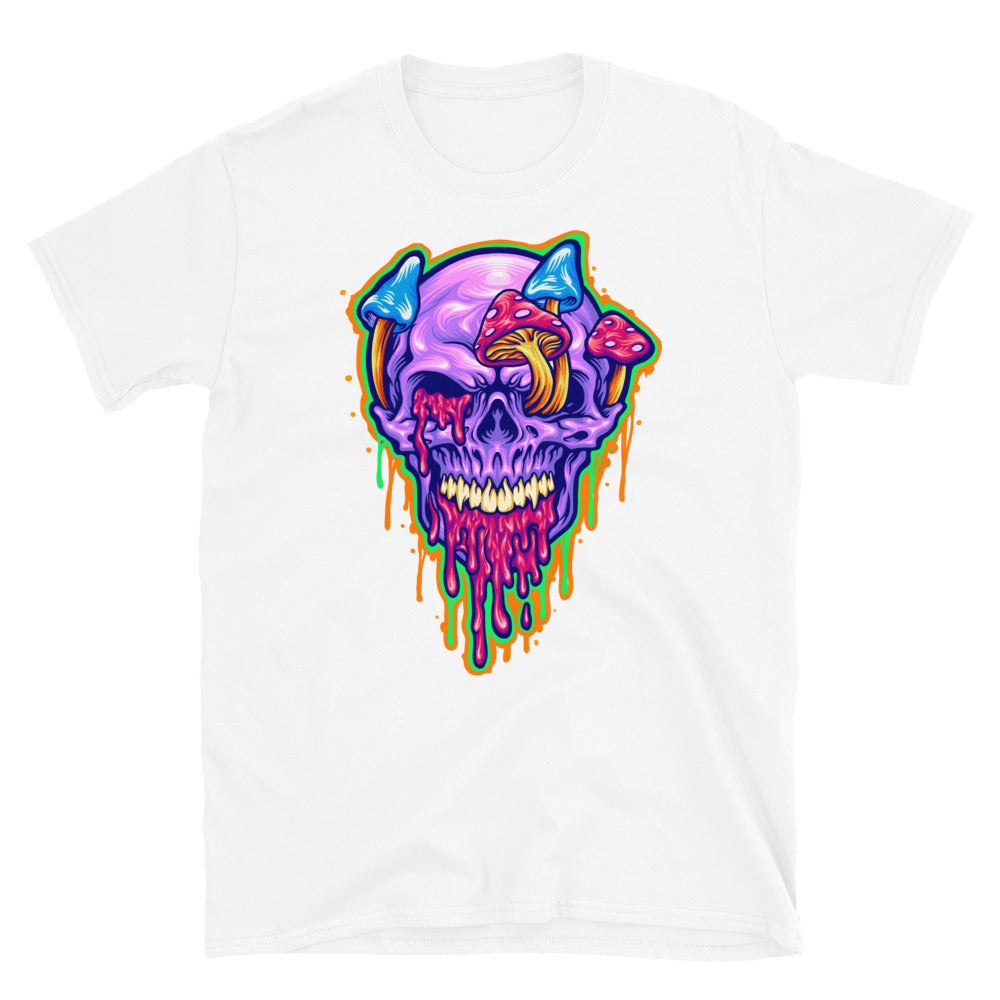 Magic Trippy Skull Mushroom Psychedelic Fit Camiseta unisex de estilo suave