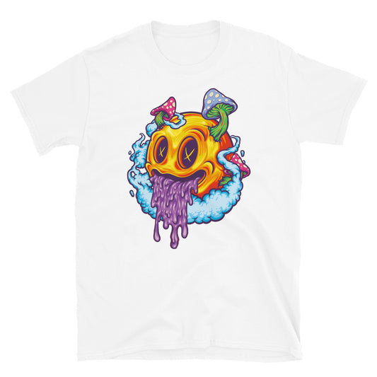 Gelbes Smiley-Symbol Psychedelic Fungus Fit Unisex Softstyle T-Shirt