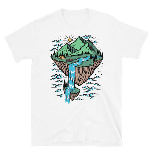 Great Mountain View on the Island - Fit Unisex Softstyle T-Shirt